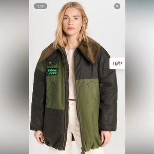 Barbour x GANNI Bomber Wax Jacket. Coat - NWT. Women's size 14 ganni barbour.